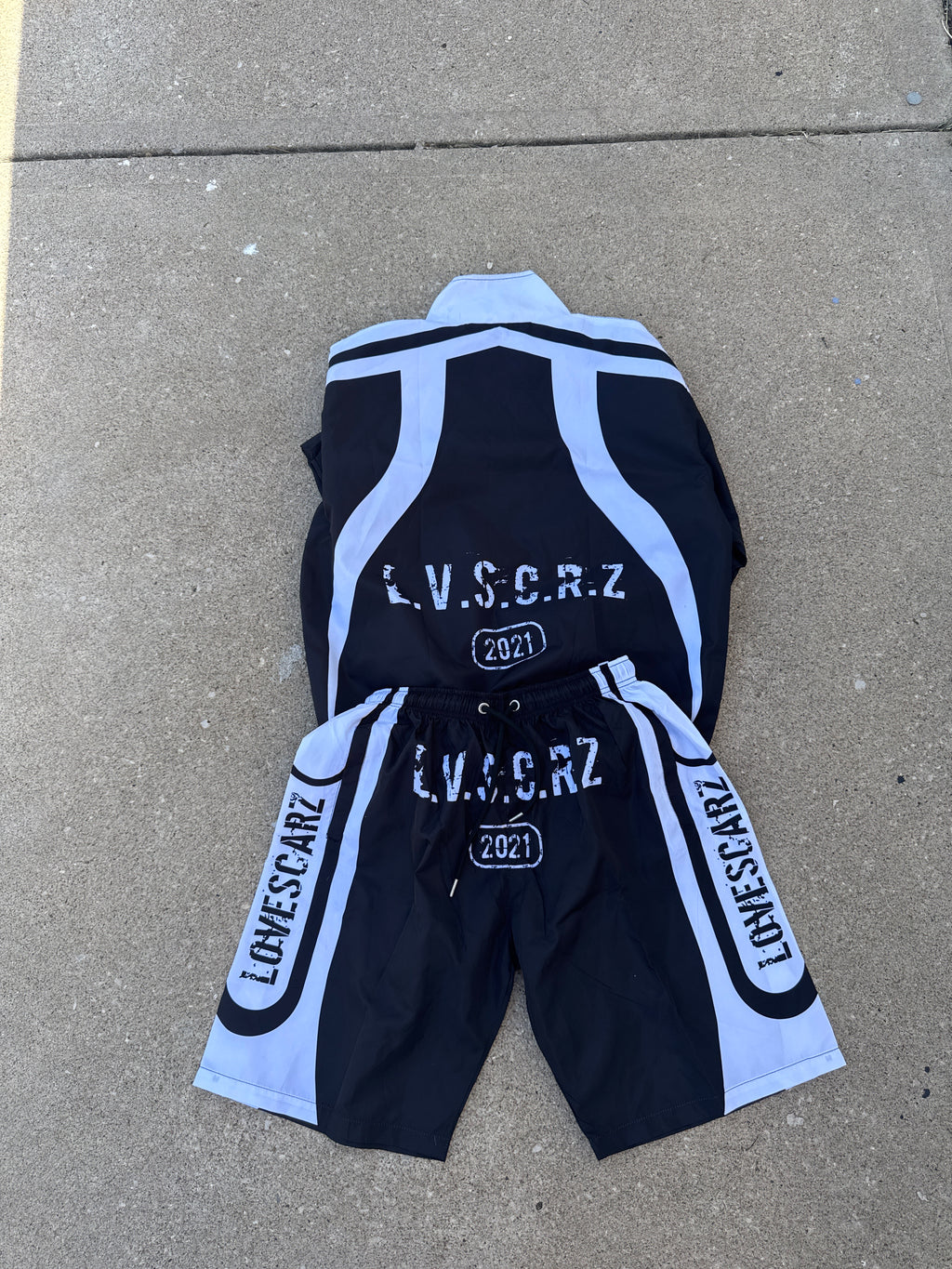 Black windbreaker short sets