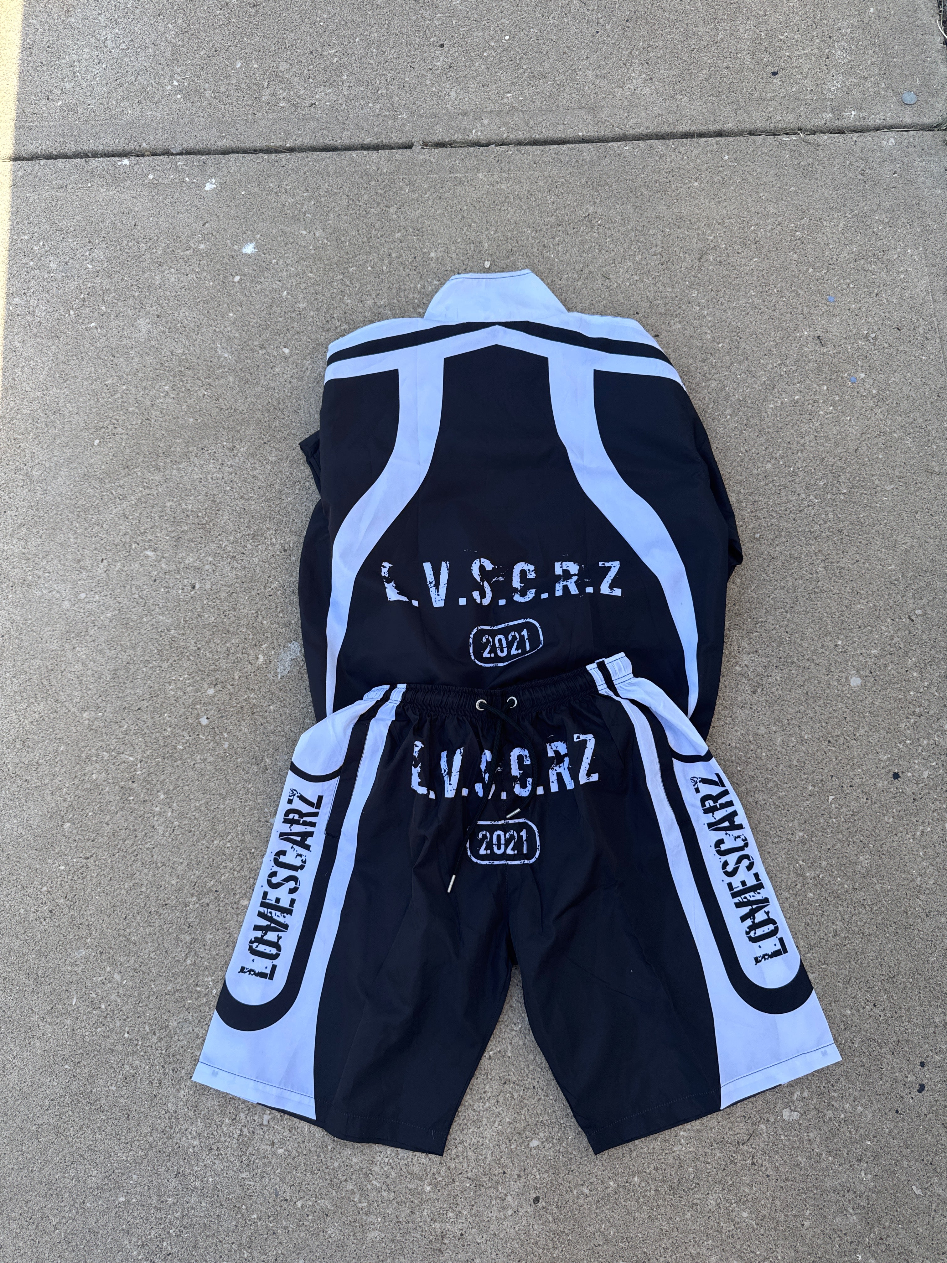 Black windbreaker short sets