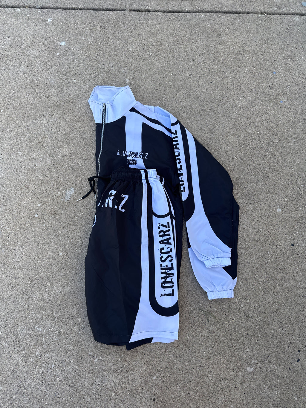 Black windbreaker short sets