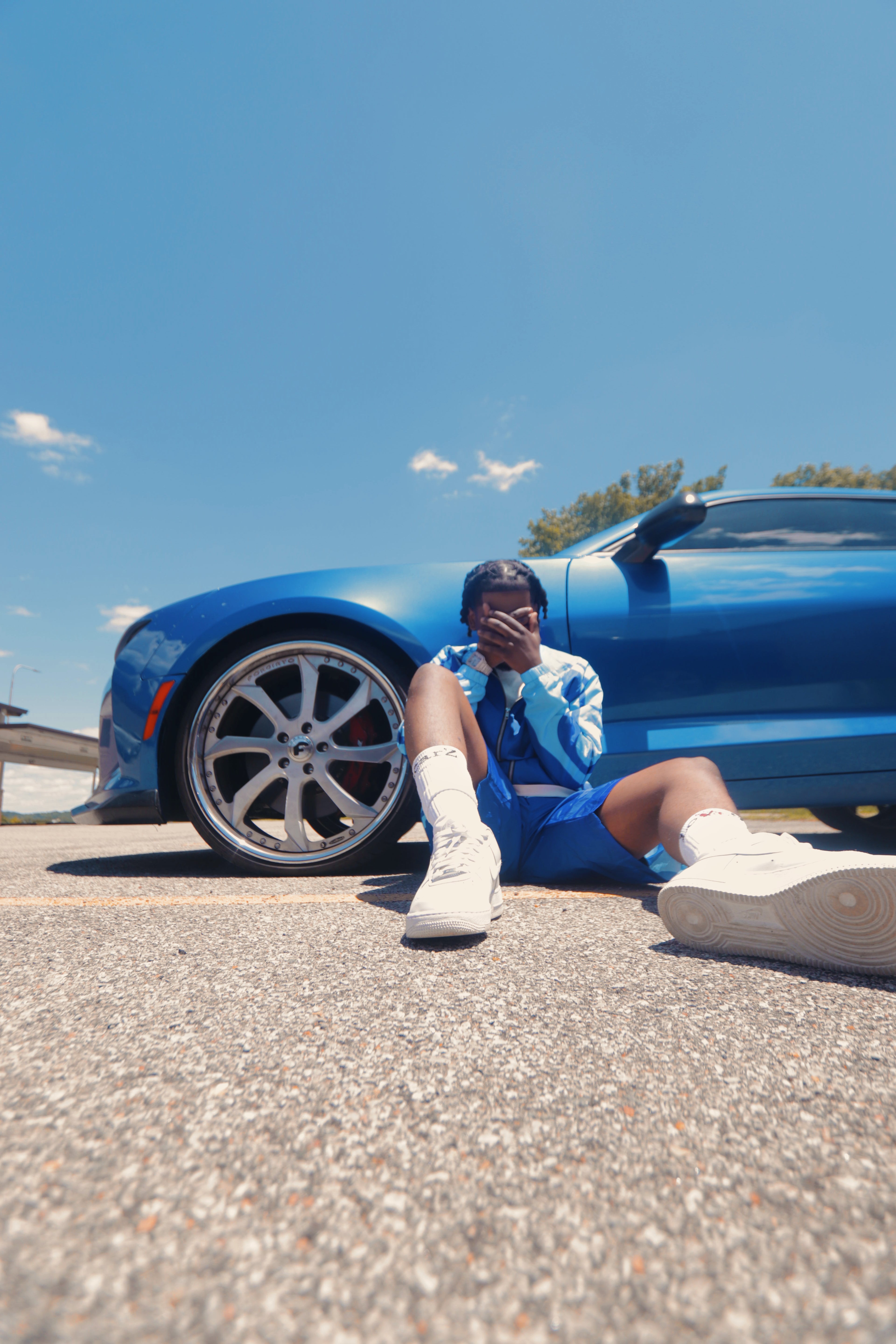 Blue short set