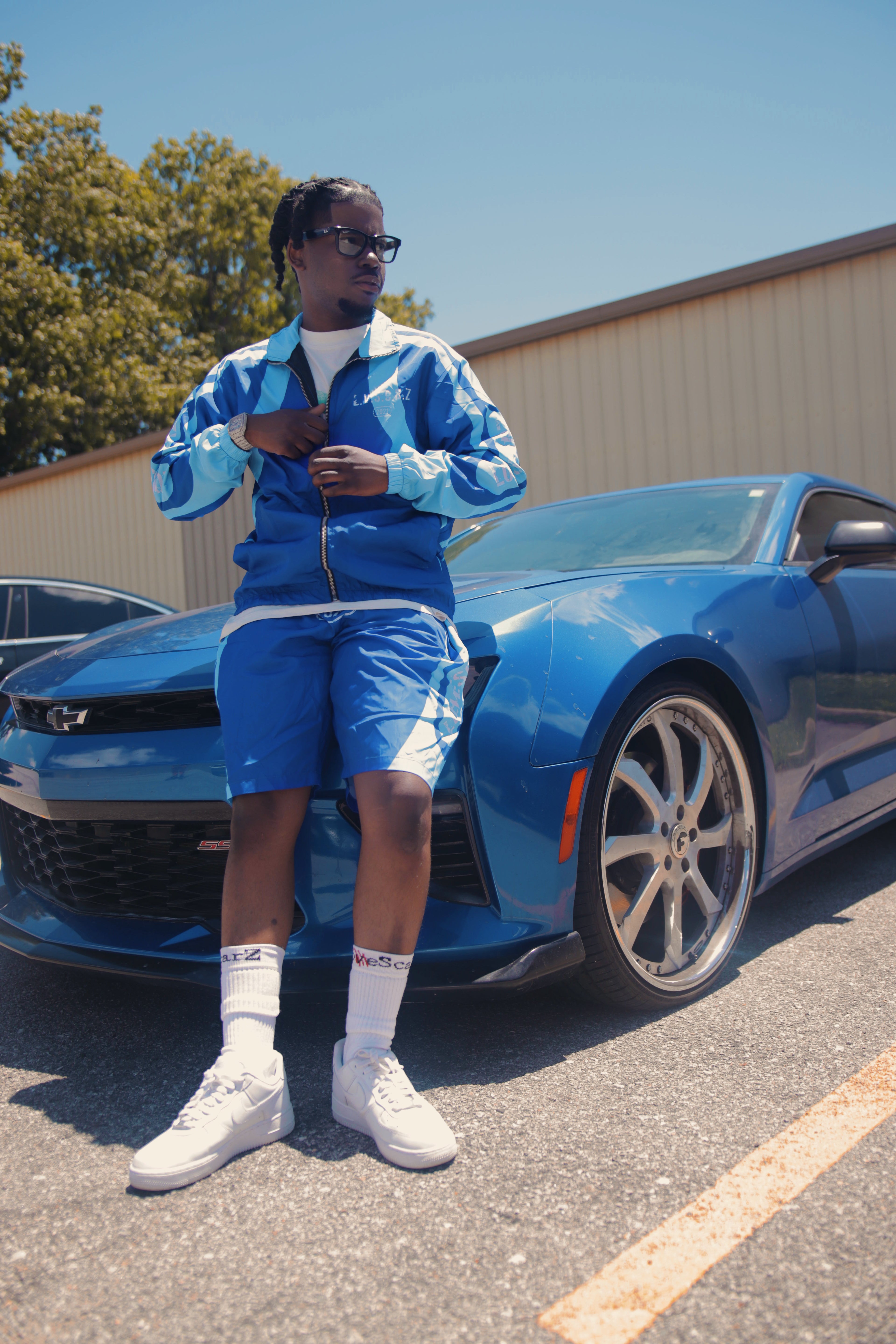 Blue short set